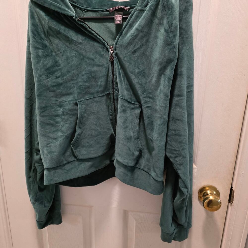Victoria’s Secret Teal Velvet Velour Tracksuit Hoodie (L) & Jogger (M) Set